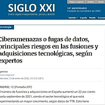 Ciberamenazas o fugas de datos, principales riesgos en las fusiones y adquisiciones tecnolgicas, segn expertos